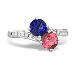 Lab Sapphire Channel Set Two Stone 14K White Gold ring R5303