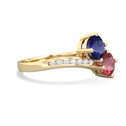 Lab Sapphire Channel Set Two Stone 14K Yellow Gold ring R5303