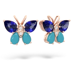 Lab Sapphire Butterfly 14K Rose Gold earrings E2215