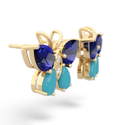 Lab Sapphire Butterfly 14K Yellow Gold earrings E2215