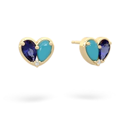 Lab Sapphire 'Our Heart' 14K Yellow Gold earrings E5072