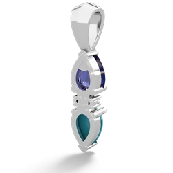 Lab Sapphire Bowtie Drop 14K White Gold pendant P0865