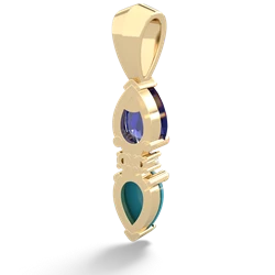 Lab Sapphire Bowtie Drop 14K Yellow Gold pendant P0865