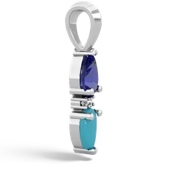 Lab Sapphire Bowtie Drop 14K White Gold pendant P0865