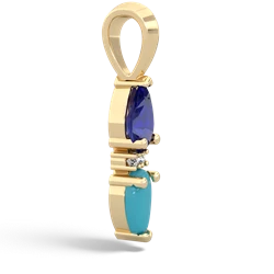 Lab Sapphire Bowtie Drop 14K Yellow Gold pendant P0865