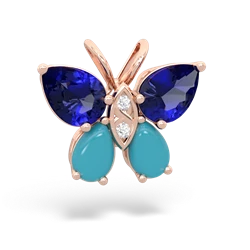 Lab Sapphire Butterfly 14K Rose Gold pendant P2215