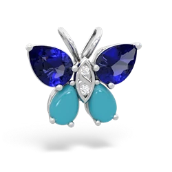 Lab Sapphire Butterfly 14K White Gold pendant P2215