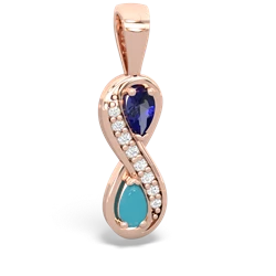 Lab Sapphire Diamond Infinity 14K Rose Gold pendant P5390