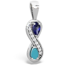 Lab Sapphire Diamond Infinity 14K White Gold pendant P5390