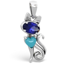 Lab Sapphire Kitten 14K White Gold pendant P5780