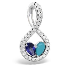Lab Sapphire Pave Twist 'One Heart' 14K White Gold pendant P5360