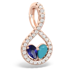 Lab Sapphire Pave Twist 'One Heart' 14K Rose Gold pendant P5360