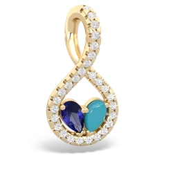 Lab Sapphire Pave Twist 'One Heart' 14K Yellow Gold pendant P5360