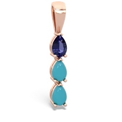 Lab Sapphire Dew Drops 14K Rose Gold pendant P2251