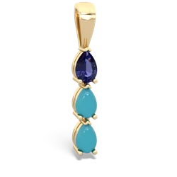 Lab Sapphire Dew Drops 14K Yellow Gold pendant P2251