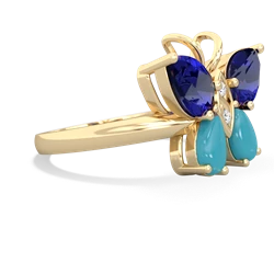 Lab Sapphire Butterfly 14K Yellow Gold ring R2215