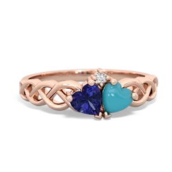 Lab Sapphire Heart To Heart Braid 14K Rose Gold ring R5870