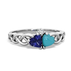 Lab Sapphire Heart To Heart Braid 14K White Gold ring R5870