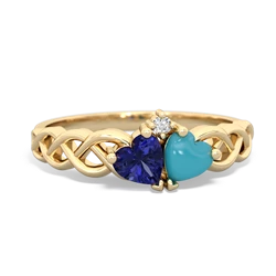 Lab Sapphire Heart To Heart Braid 14K Yellow Gold ring R5870