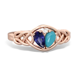 Lab Sapphire Celtic Love Knot 14K Rose Gold ring R5420