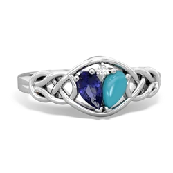 Lab Sapphire Celtic Love Knot 14K White Gold ring R5420