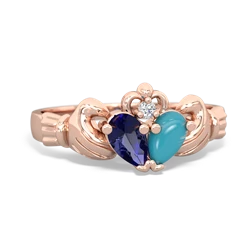 Lab Sapphire 'Our Heart' Claddagh 14K Rose Gold ring R2388