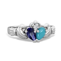 Lab Sapphire 'Our Heart' Claddagh 14K White Gold ring R2388