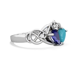 Lab Sapphire 'One Heart' Celtic Knot Claddagh 14K White Gold ring R5322