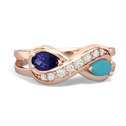 Lab Sapphire Diamond Infinity 14K Rose Gold ring R5390