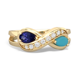 Lab Sapphire Diamond Infinity 14K Yellow Gold ring R5390