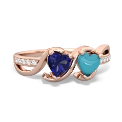 Lab Sapphire Side By Side 14K Rose Gold ring R3090