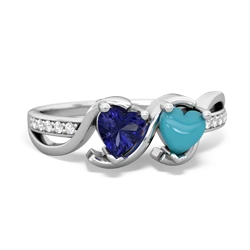 Lab Sapphire Side By Side 14K White Gold ring R3090