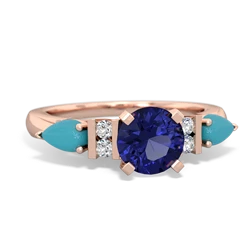 Lab Sapphire 6Mm Round Eternal Embrace Engagement 14K Rose Gold ring R2005