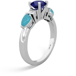 Lab Sapphire 6Mm Round Eternal Embrace Engagement 14K White Gold ring R2005