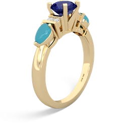 Lab Sapphire 6Mm Round Eternal Embrace Engagement 14K Yellow Gold ring R2005