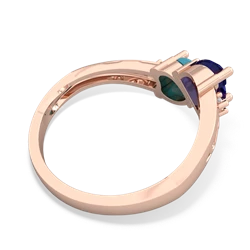 Lab Sapphire Snuggling Hearts 14K Rose Gold ring R2178