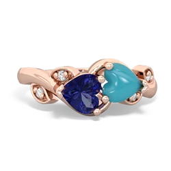 Lab Sapphire Floral Elegance 14K Rose Gold ring R5790