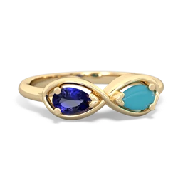 Lab Sapphire Infinity 14K Yellow Gold ring R5050