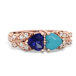 Lab Sapphire Diamond Butterflies 14K Rose Gold ring R5601