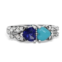 Lab Sapphire Diamond Butterflies 14K White Gold ring R5601