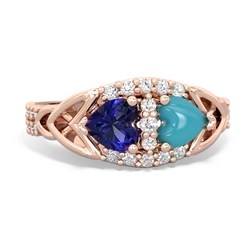 Lab Sapphire Sparkling Celtic Knot 14K Rose Gold ring R2645