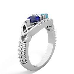Lab Sapphire Sparkling Celtic Knot 14K White Gold ring R2645