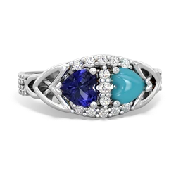 Lab Sapphire Sparkling Celtic Knot 14K White Gold ring R2645