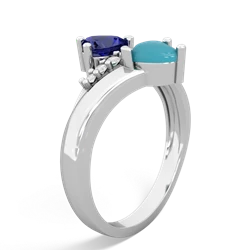 Lab Sapphire Heart To Heart 14K White Gold ring R2064