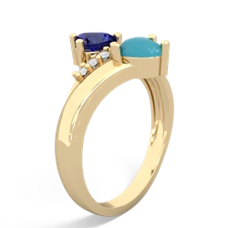 Lab Sapphire Heart To Heart 14K Yellow Gold ring R2064