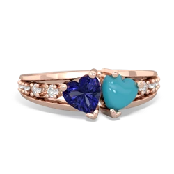 Lab Sapphire Heart To Heart 14K Rose Gold ring R3342