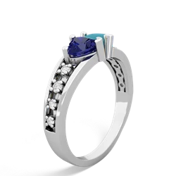 Lab Sapphire Heart To Heart 14K White Gold ring R3342