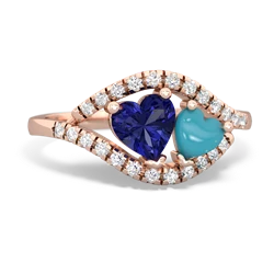 Lab Sapphire Mother And Child 14K Rose Gold ring R3010