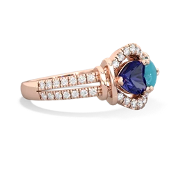 Lab Sapphire Art-Deco Keepsake 14K Rose Gold ring R5630