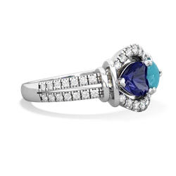 Lab Sapphire Art-Deco Keepsake 14K White Gold ring R5630